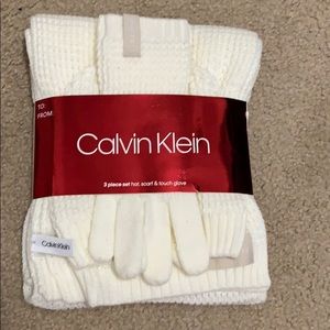 Calvin Klein 3 piece hat, scarf & touch glove set